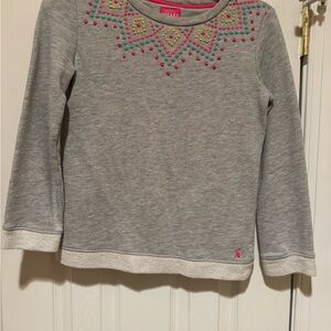 Girl’s Gray and Pink Embroidered Sweatshirt